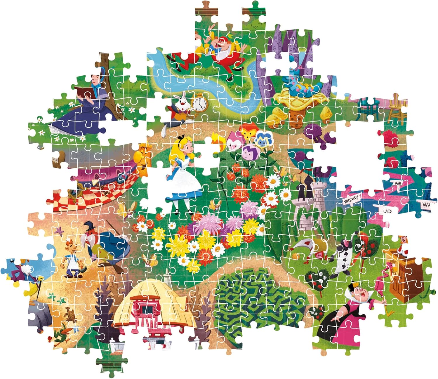 Clementoni 39785 Disney Alice in Wonderland-1000 Pieces-Adult Jigsaw Puzzles, Made in Italy, Multi-Coloured
