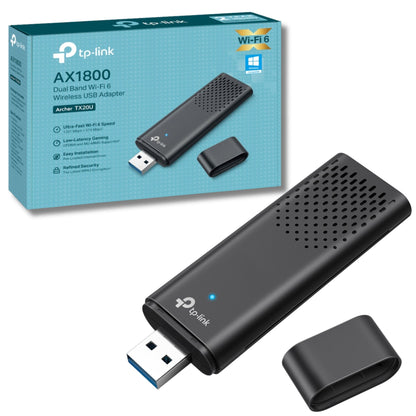 TP-Link AX1800 Dual Band Wi-Fi 6 Wireless USB Adapter, Wi-Fi dongle, SuperSpeed USB 3.0, MU-MIMO, Low- Latency Gaming, Supports Windows 10/11, Highly Secure WPA3, Easy Setup (Archer TX20U