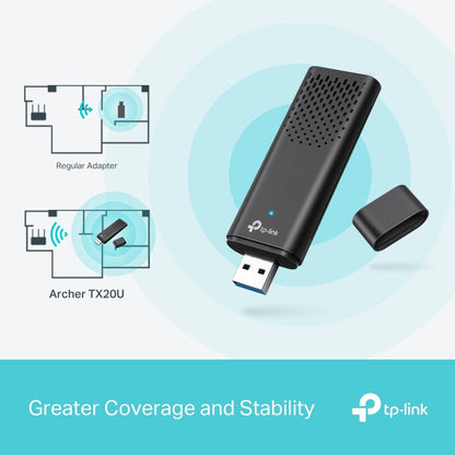 TP-Link AX1800 Dual Band Wi-Fi 6 Wireless USB Adapter, Wi-Fi dongle, SuperSpeed USB 3.0, MU-MIMO, Low- Latency Gaming, Supports Windows 10/11, Highly Secure WPA3, Easy Setup (Archer TX20U