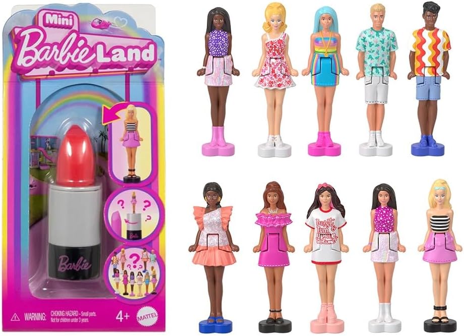 Barbie Mini BarbieLand Fashionistas Dolls, 1.5-inch Dolls in Lipstick Tube, Surprise Reveal (Styles May Vary) - Pack of 2
