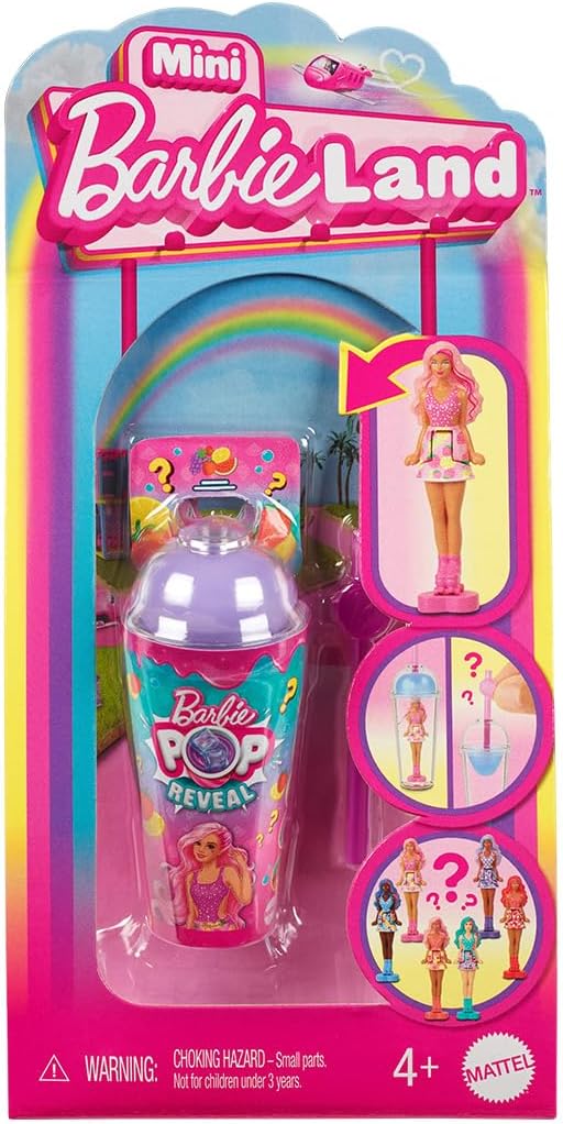 Bambole-Mini Barbieland Pop reveal,1 contenitore,1 accessorio,1 mini figure a sorpresa,Mattel-1 pezzo casuale-Eta 4+