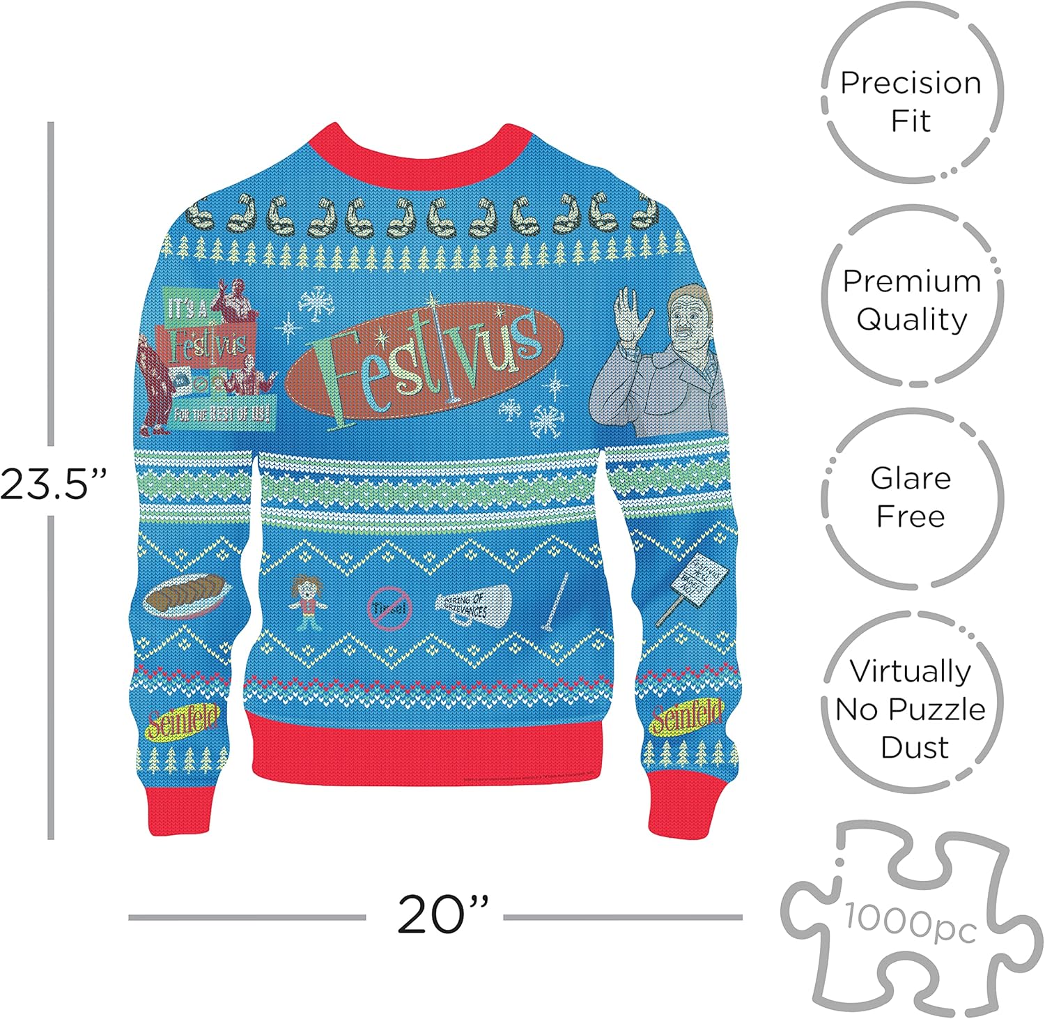 AQUARIUS - Seinfeld Festivus Ugly Christmas Sweater Shaped 1000 Piece Jigsaw Puzzles