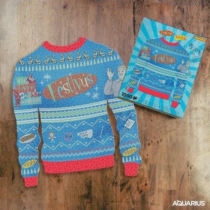 AQUARIUS - Seinfeld Festivus Ugly Christmas Sweater Shaped 1000 Piece Jigsaw Puzzles