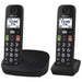 Panasonic KX-TGU112EXB - Telefono digitale wireless con segreteria telefonica, unità base e 2 combinazioni, schermo LCD, tasti grandi, chiamata preferita, compatibile con apparecchi acustici, nero