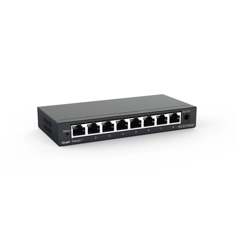 Rouijie Networks RG-ES108GD 8-Port 10/100/1000Mbps Steel Case Unmanaged Desktop Switch
