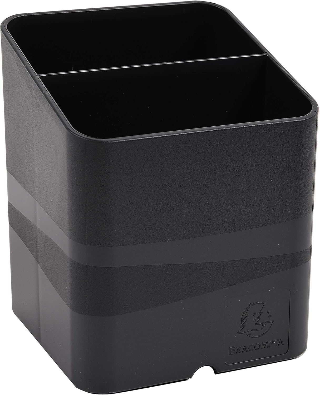 Exacompta - Ref 677014D - ECOBlack Pen-Cube Pen Pot - 74 x 74 x 93mm in Size, 2 Sections - Suitable for Organising Pens, Pencils and Accessories - Black