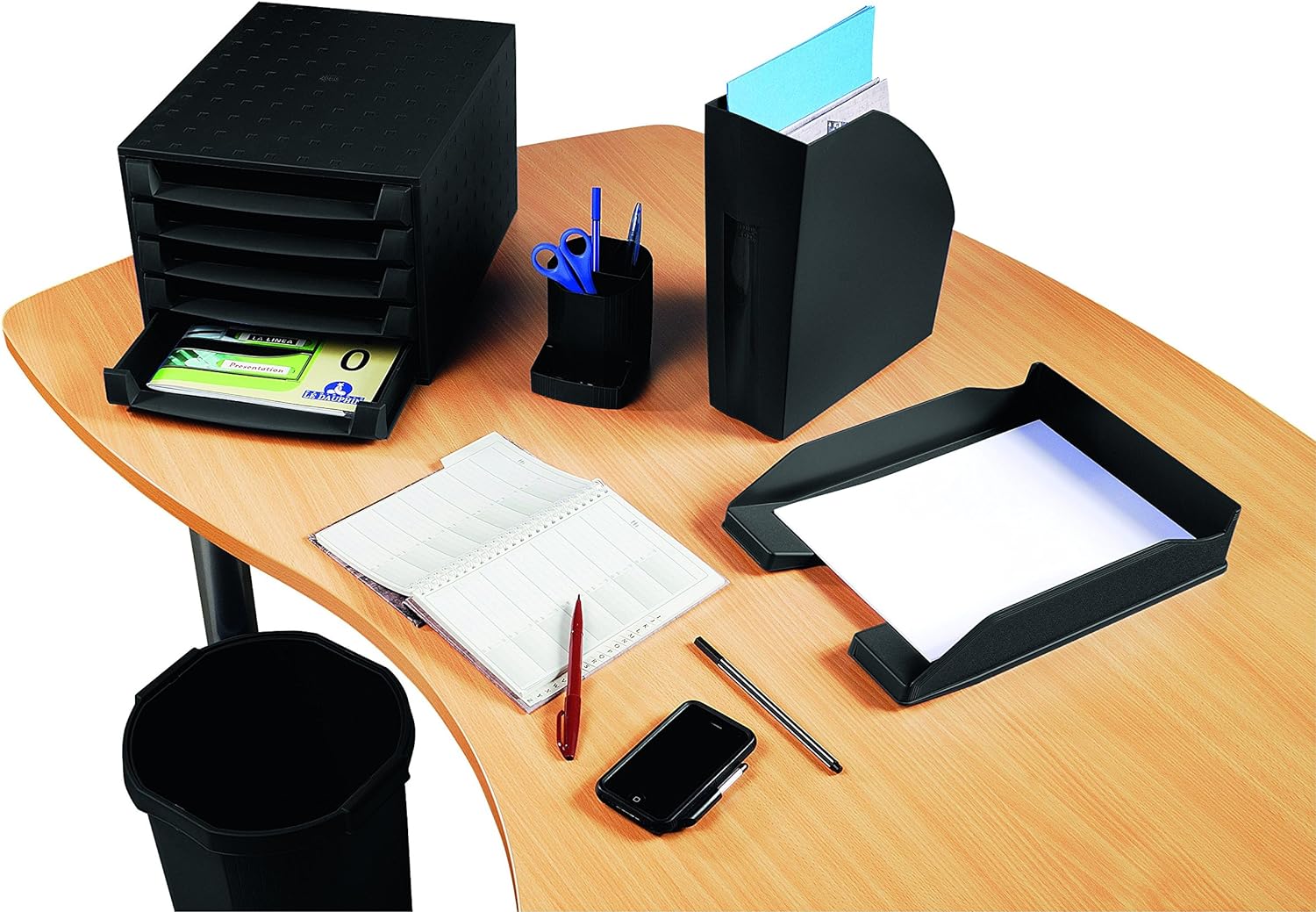 Exacompta - Ref 677014D - ECOBlack Pen-Cube Pen Pot - 74 x 74 x 93mm in Size, 2 Sections - Suitable for Organising Pens, Pencils and Accessories - Black