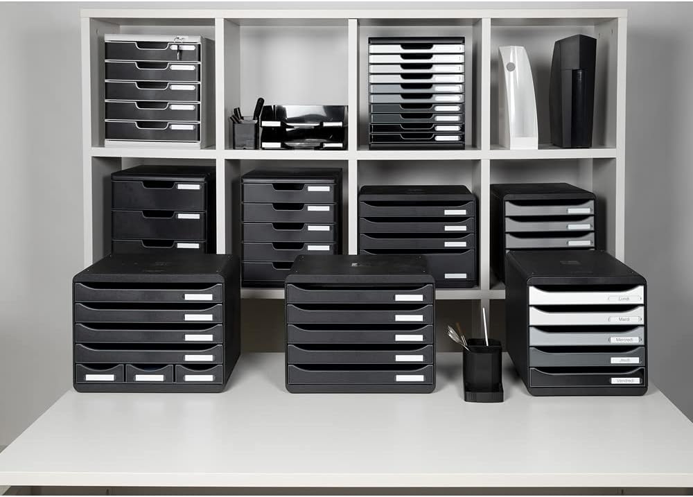 Exacompta - Ref 677014D - ECOBlack Pen-Cube Pen Pot - 74 x 74 x 93mm in Size, 2 Sections - Suitable for Organising Pens, Pencils and Accessories - Black