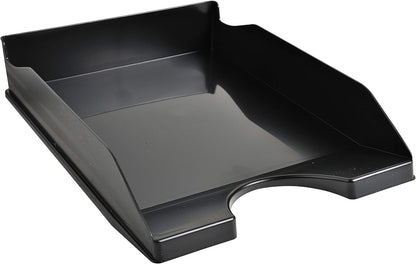 Exacompta - Ref 123014D - ECOBlack EcoTray Letter Tray - 345 x 255 x 65mm in Size, Suitable for A4+ Documents, Holds Approx. 500 Sheets, Stackable Vertically