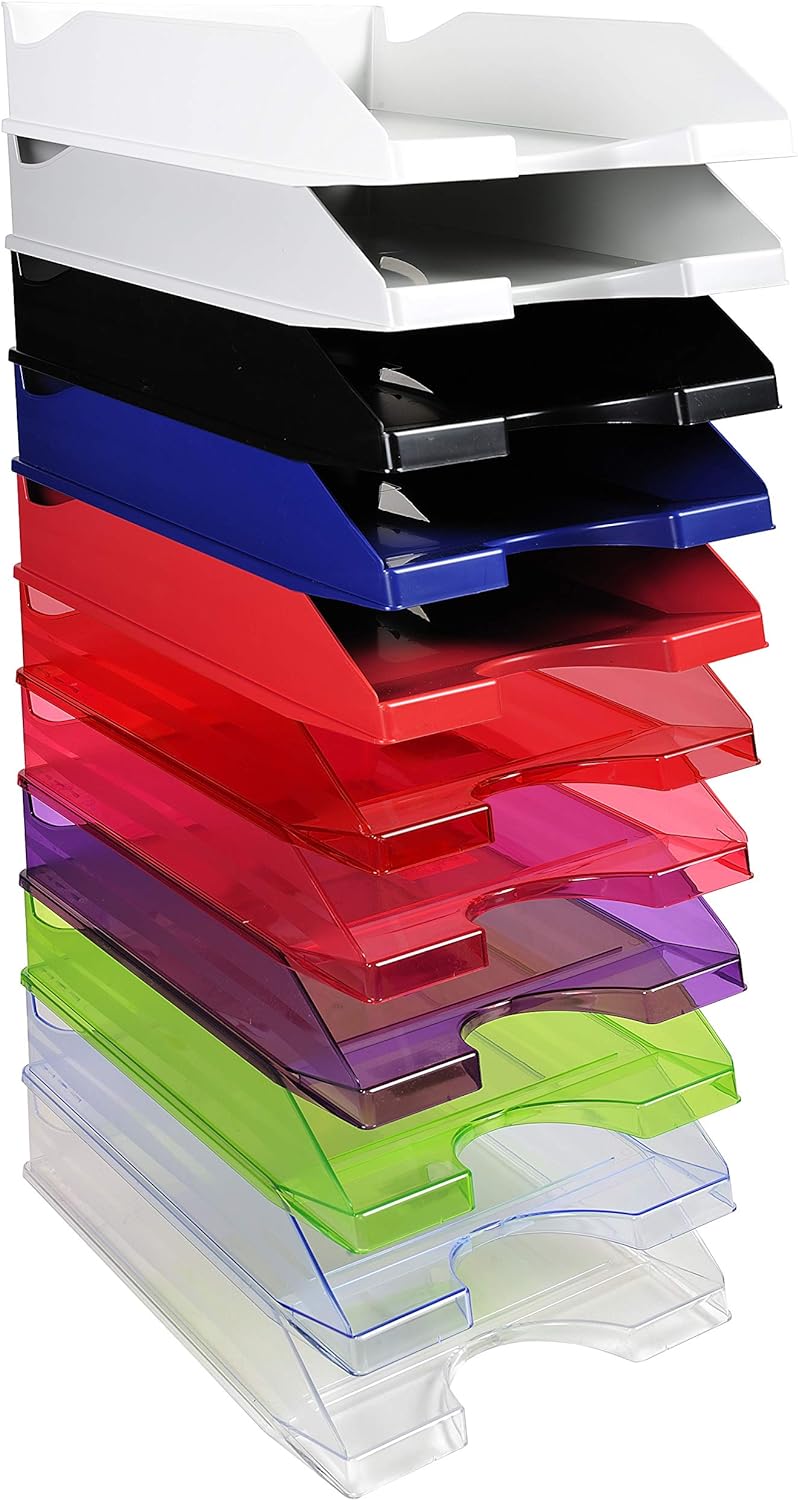 Exacompta - Ref 123014D - ECOBlack EcoTray Letter Tray - 345 x 255 x 65mm in Size, Suitable for A4+ Documents, Holds Approx. 500 Sheets, Stackable Vertically
