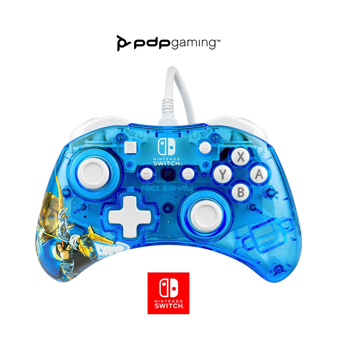 PDP Rock Candy bekabeld Gaming Switch Pro Controller - Zelda Breath of the Wild - blauw - Official License Nintendo - OLED / Lite Compatible - Compact, Durable Travel Controller Link