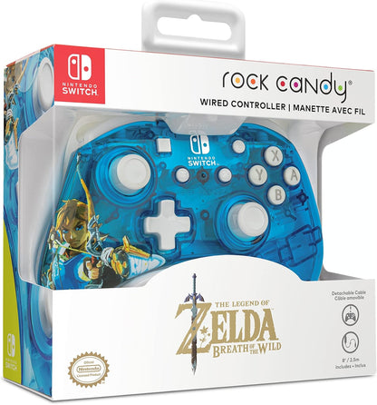 PDP Rock Candy bekabeld Gaming Switch Pro Controller - Zelda Breath of the Wild - blauw - Official License Nintendo - OLED / Lite Compatible - Compact, Durable Travel Controller Link