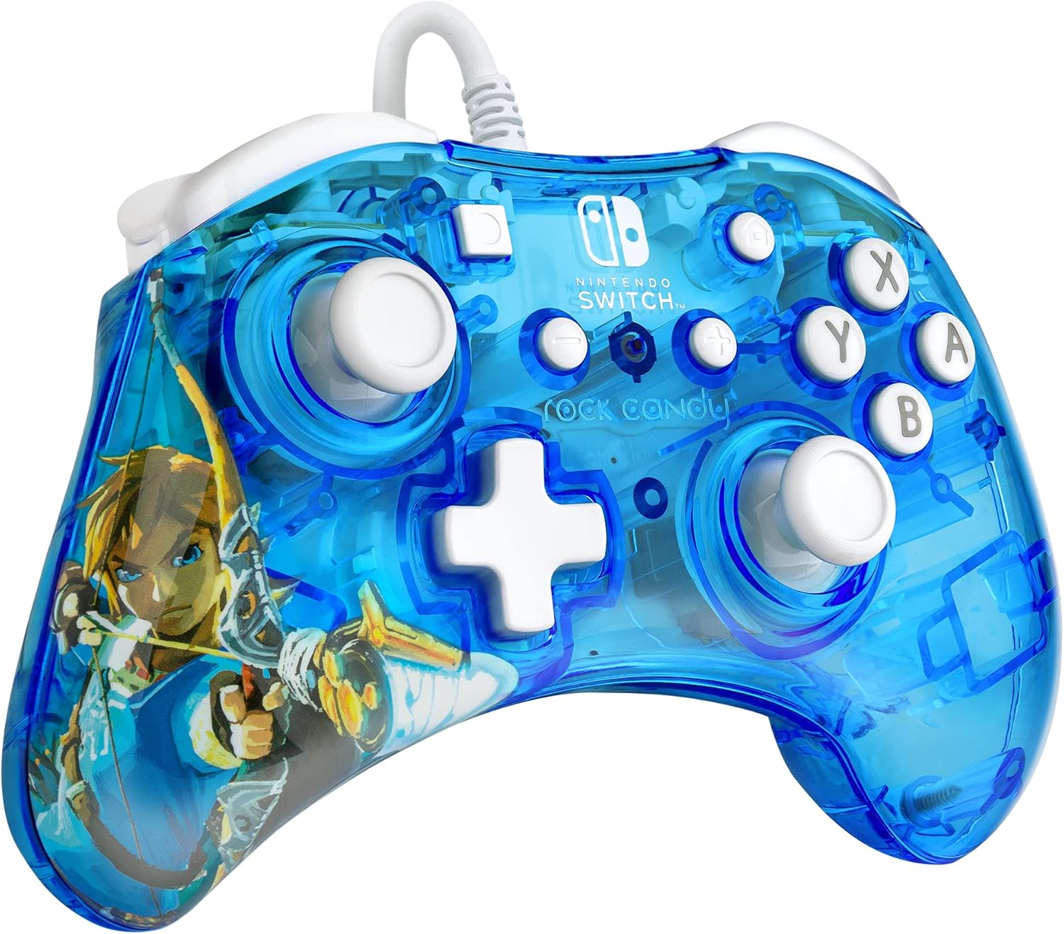 PDP Rock Candy bekabeld Gaming Switch Pro Controller - Zelda Breath of the Wild - blauw - Official License Nintendo - OLED / Lite Compatible - Compact, Durable Travel Controller Link