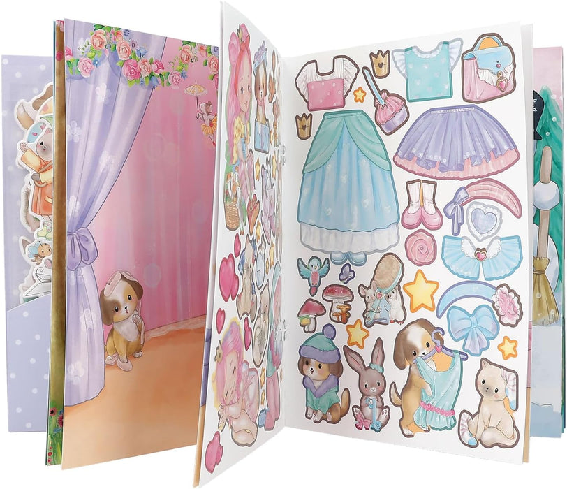 Depesche 12491 Princess Mimi-Puffy Book with 20 Illustrated Background Pages to Design Yourself, Including 4 Double-Sided Stickers, Multicoloured