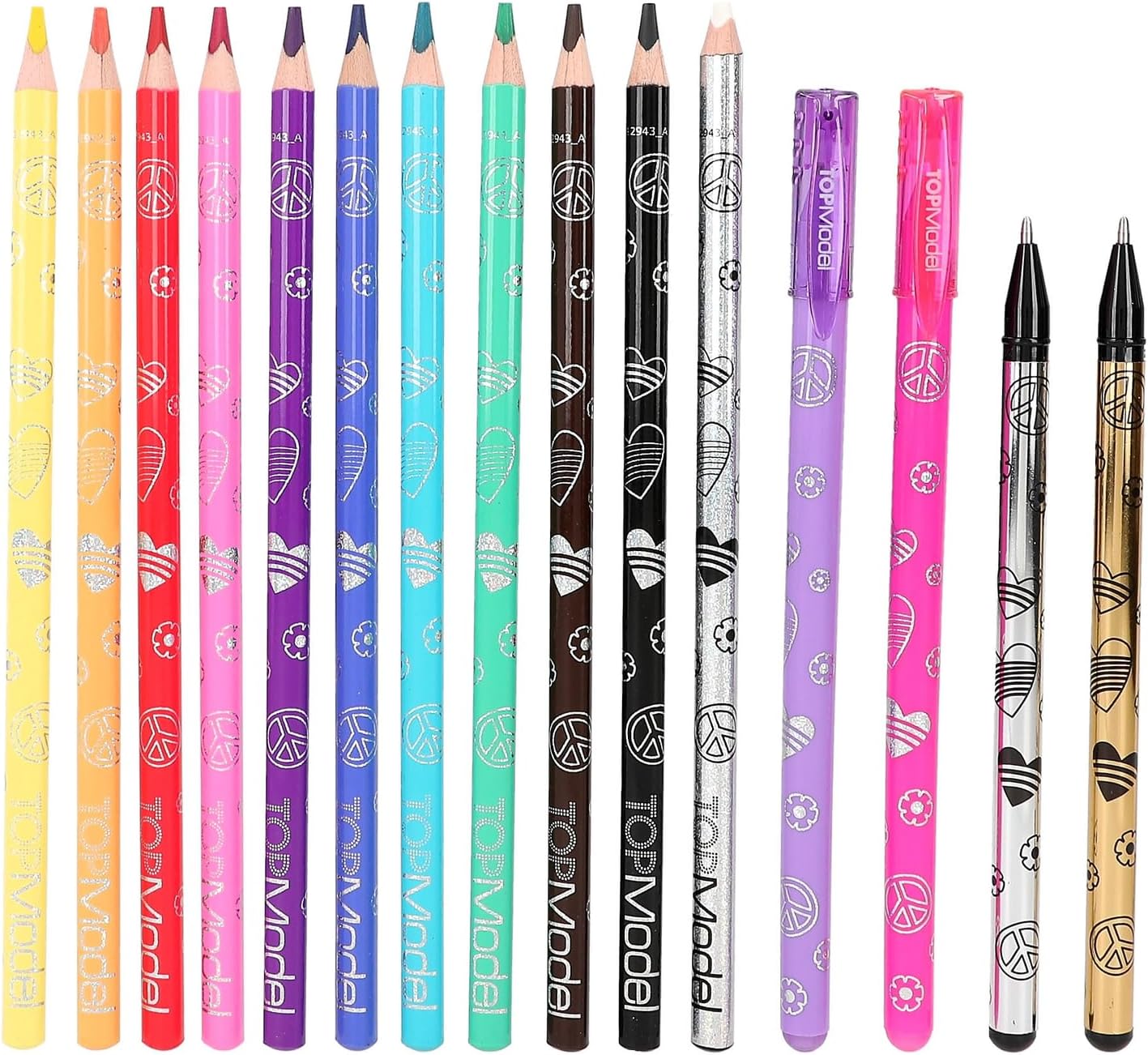 Depesche TOPModel 12943 Colouring Book Set with 76 Pages for Designing Model Motifs, Includes Colouring Template, Sticker Sheet, Pens and Much More
