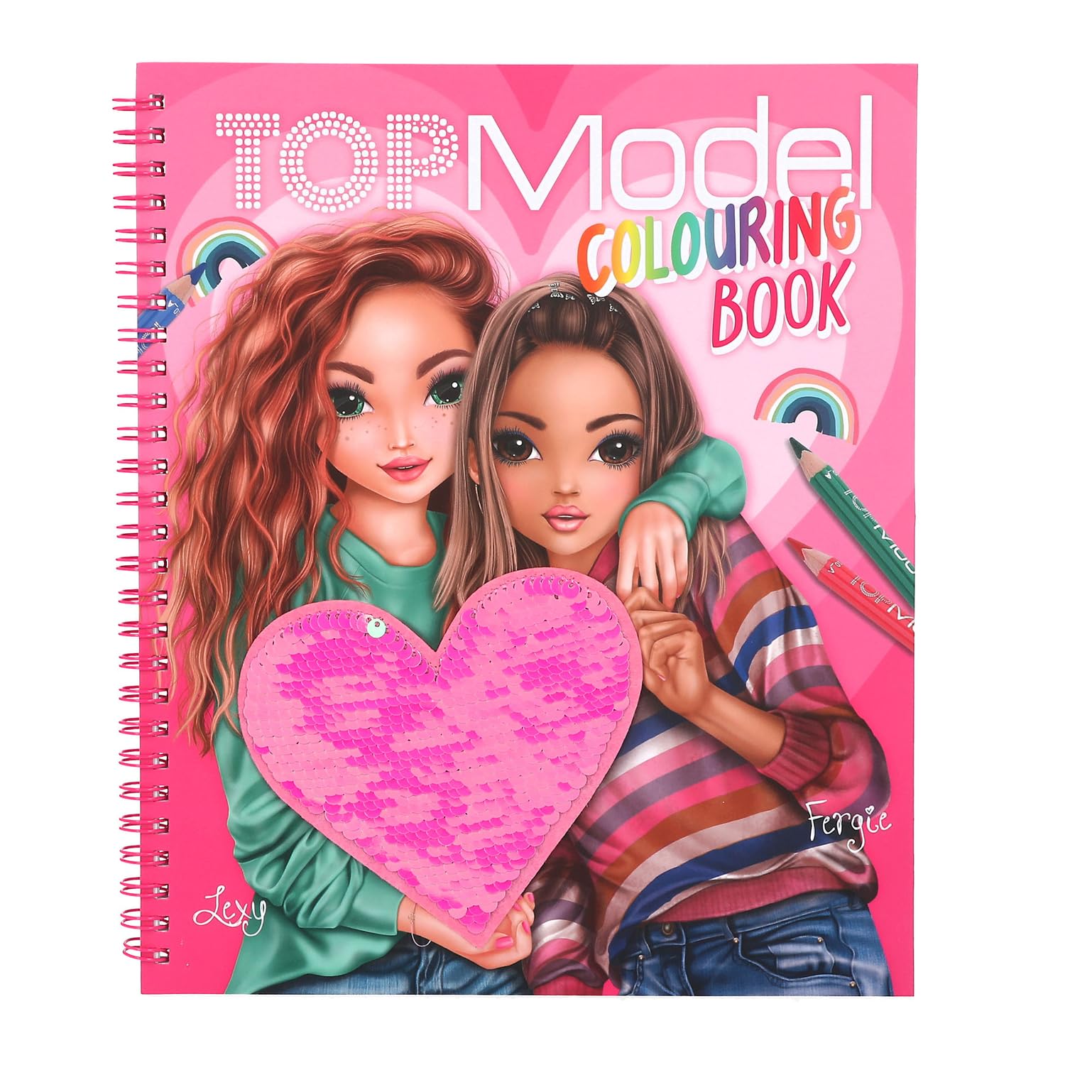 Depesche 12977 TOPModel - Malbuch mit Pailletten Design, 40 Model Motive zum kreativen Gestalten, inkl. Stickerbogen