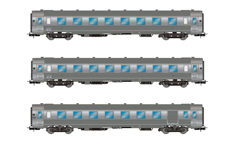 HJ4175 SNCF, 3-Unit Pack Short DEV INOX Coaches (2 x B8myfi 2nd cl. + A6Dzmyi Luggage), ep. IIIA, Coach Rolling Stock