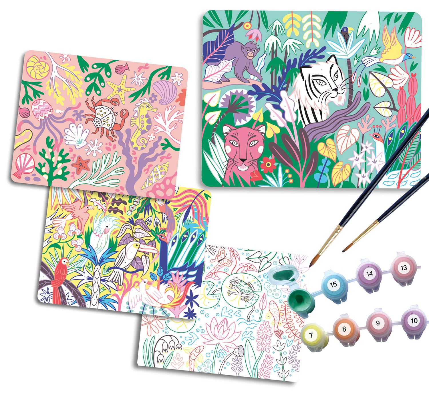 4 PAINT-BY-NUMBERS PAINTINGS KIT