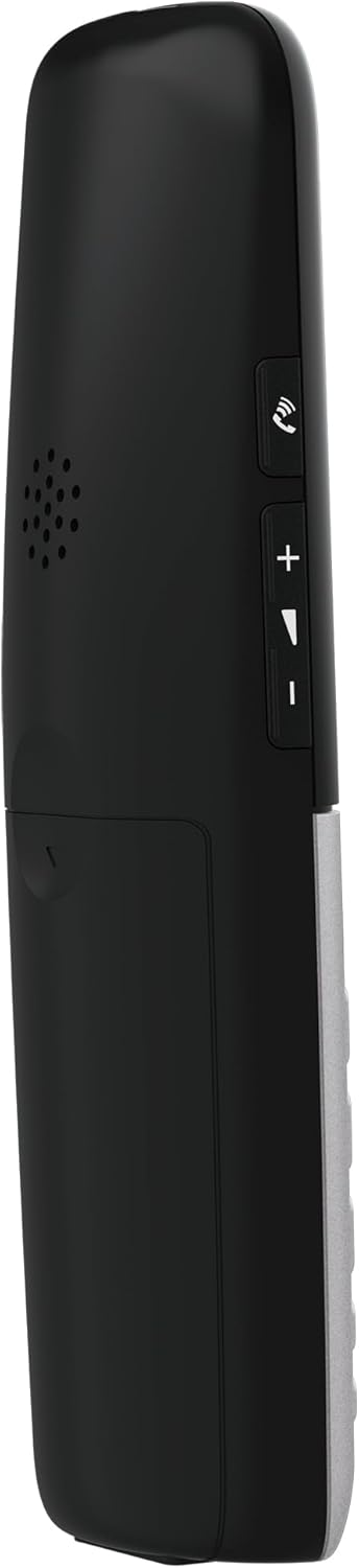 Panasonic KX-TGU430EXB - Telefono cordless digitale con segreteria telefonica, volume amplificato, unità base e 1 auricolare, display LCD, torcia compatibile con cuffie, nero e argento