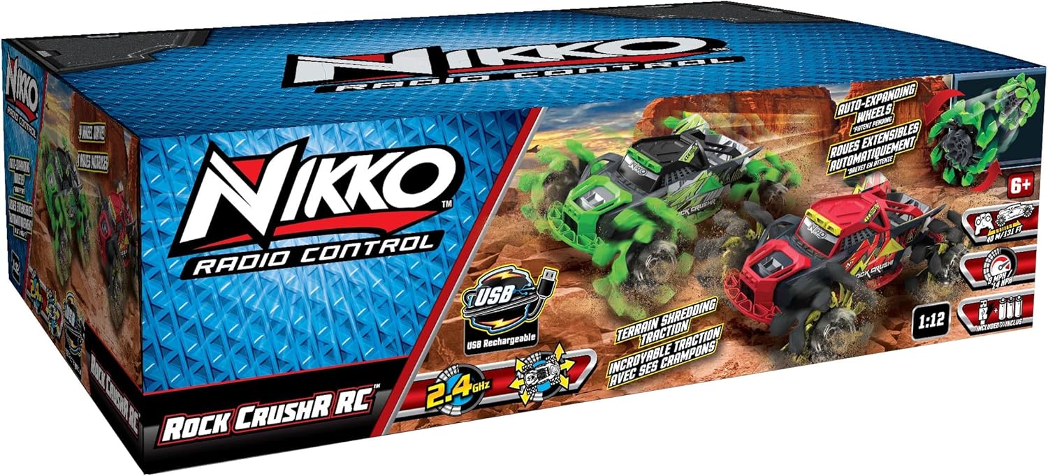 Nikko 10212 Rock CrushR Remote Control RC Car, Offroad Vehicle up to 14 km/h, Automatic Extending Wheels, Extra Grip, 100 m Range, 2.4 GHz, Children from 6 Years & Adults, Approx. 33 cm