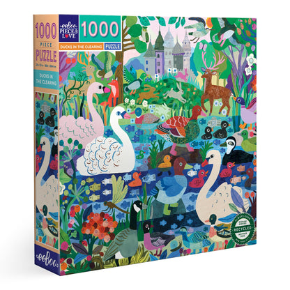 eeBoo - Duck in The Clearing gerecycled karton puzzel 1000 stukjes kleurrijk met dieren - PZTDIC