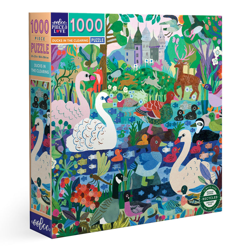 eeBoo - Duck in The Clearing gerecycled karton puzzel 1000 stukjes kleurrijk met dieren - PZTDIC