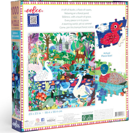 eeBoo - Duck in The Clearing gerecycled karton puzzel 1000 stukjes kleurrijk met dieren - PZTDIC