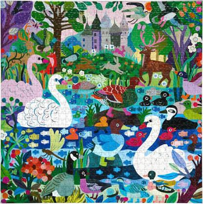 eeBoo - Duck in The Clearing gerecycled karton puzzel 1000 stukjes kleurrijk met dieren - PZTDIC