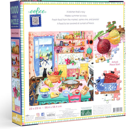 eeBoo - Puzzle 1000 pcs - Pink Kitchen - (EPZTPNK