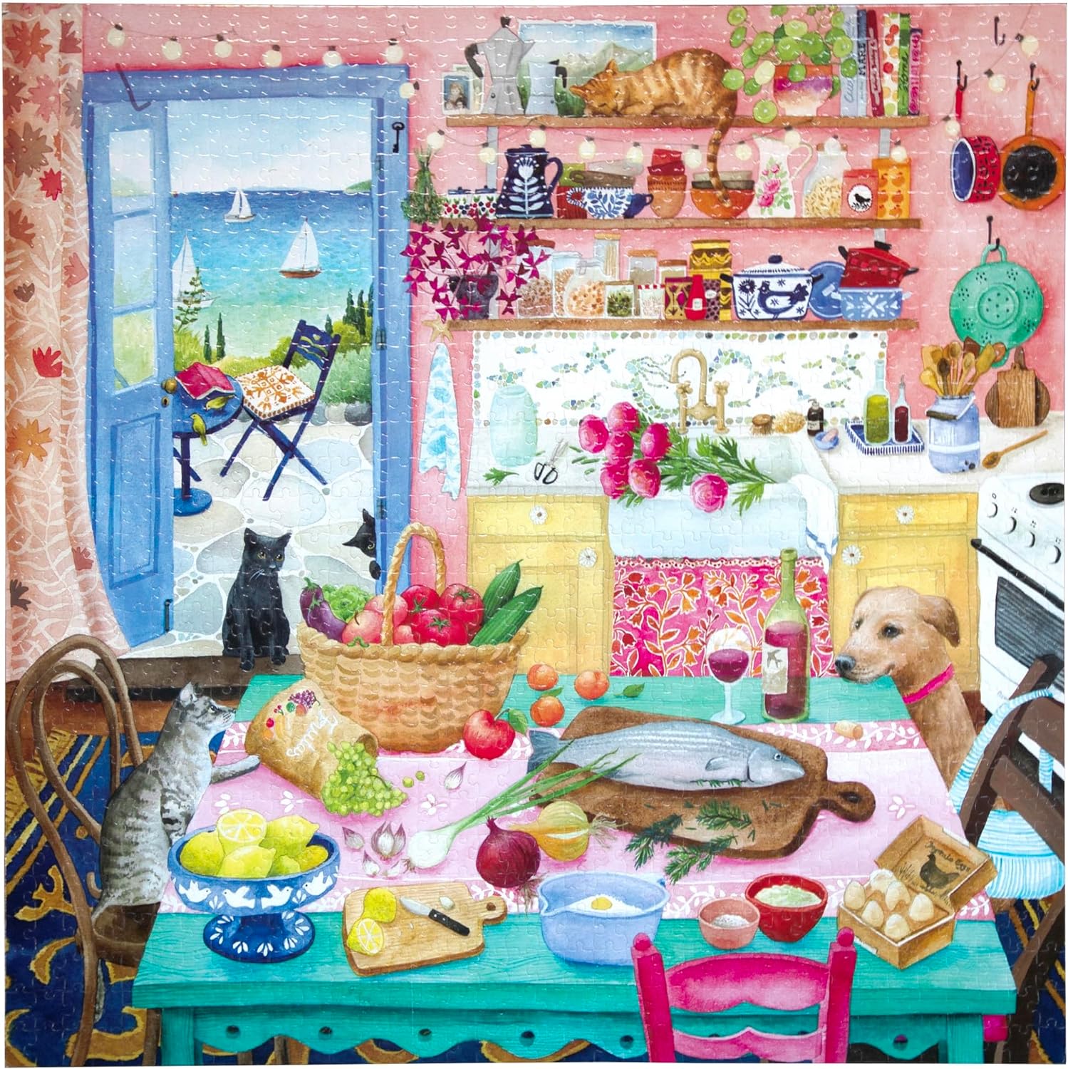 eeBoo - Puzzle 1000 pcs - Pink Kitchen - (EPZTPNK