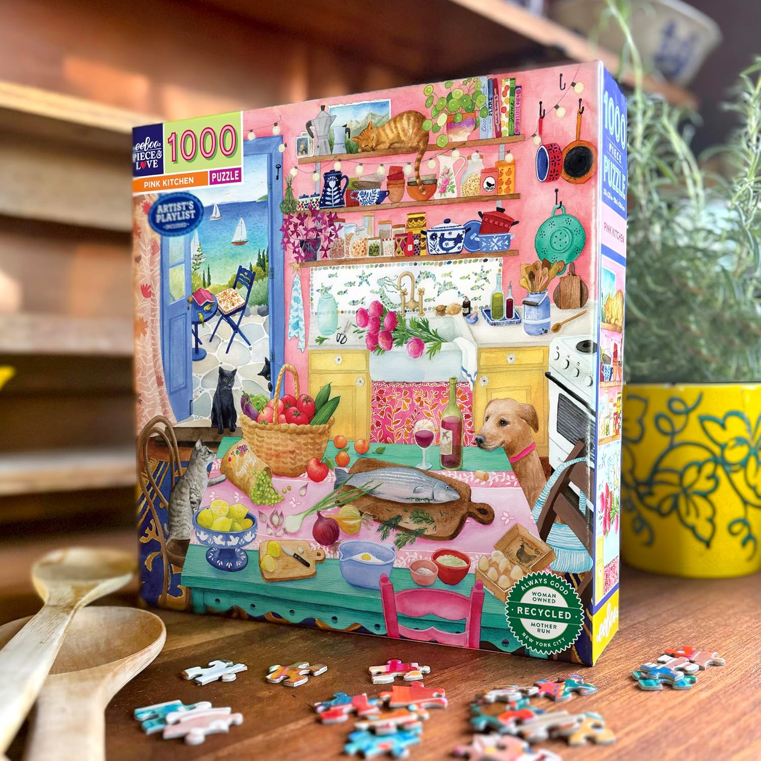 eeBoo - Puzzle 1000 pcs - Pink Kitchen - (EPZTPNK