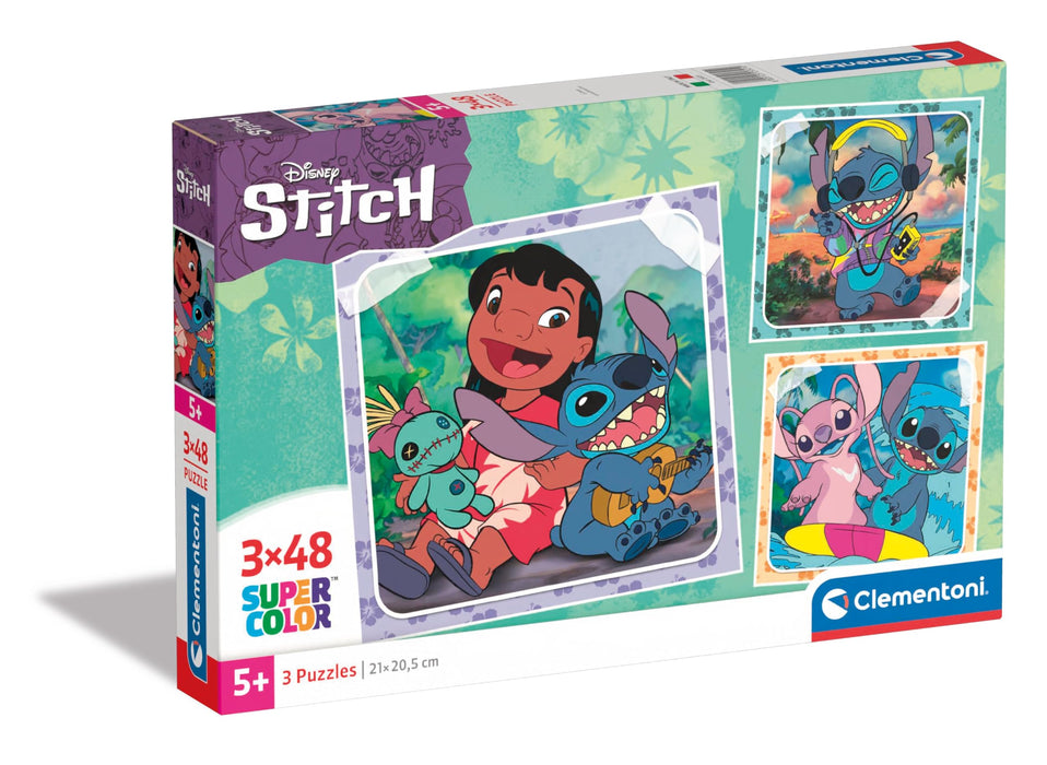 Clementoni Puzzel Square Stitch Disney 3 Puzzel Met 48 Stukjes - Supercolor Puzzel Voor Kinderen, Gemaakt In Italië 25321