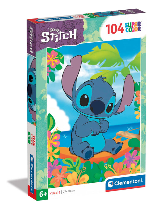 Clementoni 25755 Disney Stitch Jigsaw 104 Pieces-Supercolor Children 6-8 Years, Cartoon, Gift for Boy/Girls, Puzzle for Kids, Made in Italy, Multicolor