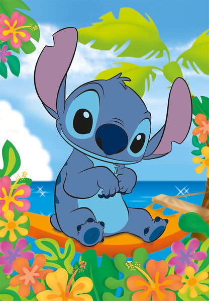 Clementoni 25755 Disney Stitch Jigsaw 104 Pieces-Supercolor Children 6-8 Years, Cartoon, Gift for Boy/Girls, Puzzle for Kids, Made in Italy, Multicolor