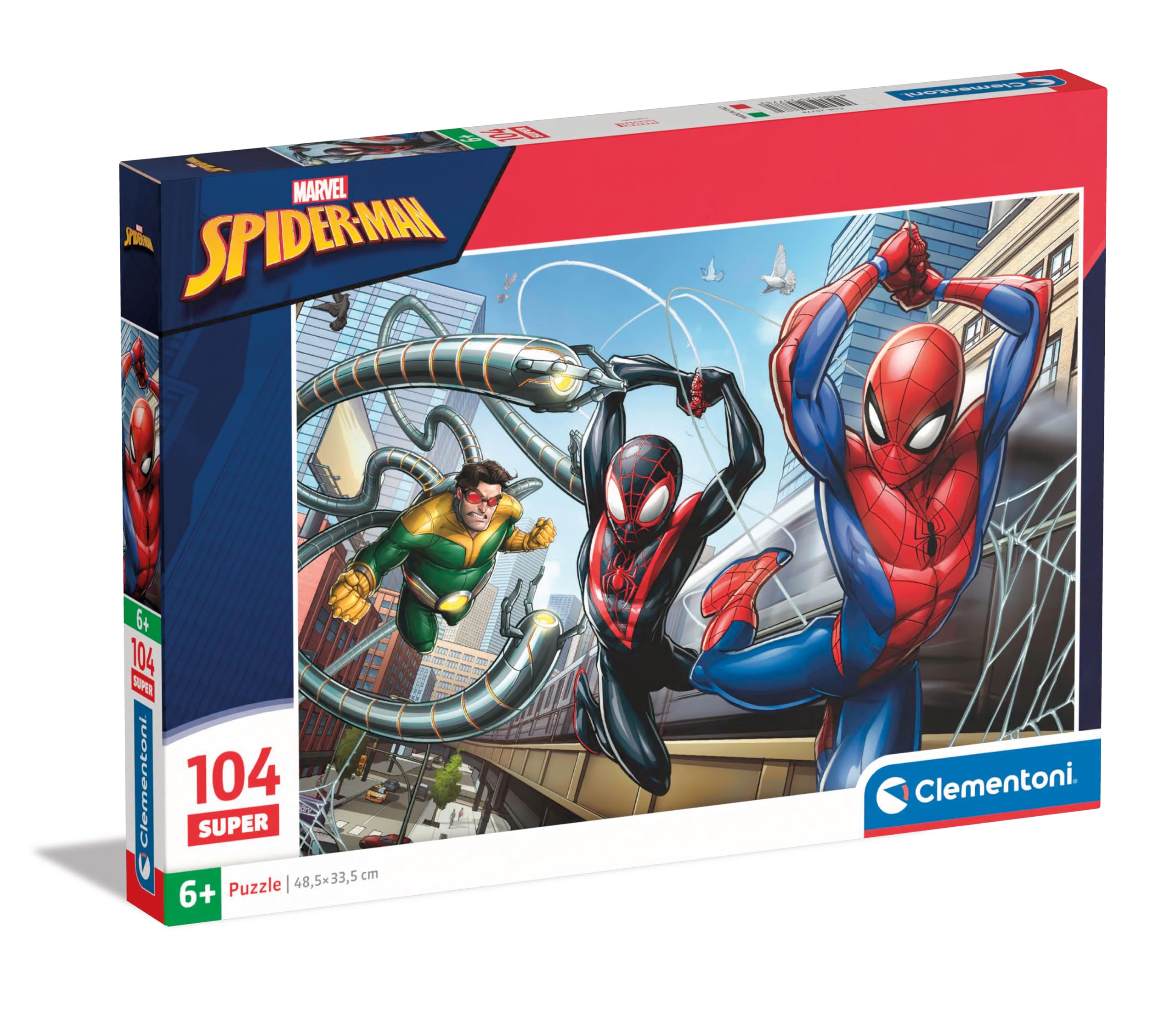 Clementoni 25778 Marvel Spider Man Jigsaw 104 Pieces-Supercolor Children 6-8 Years, Cartoon, Gift for Boy/Girls, Puzzle for Kids, Made in Italy, Multicolor