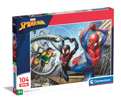 Clementoni 25778 Marvel Spider Man Jigsaw 104 Pieces-Supercolor Children 6-8 Years, Cartoon, Gift for Boy/Girls, Puzzle for Kids, Made in Italy, Multicolor
