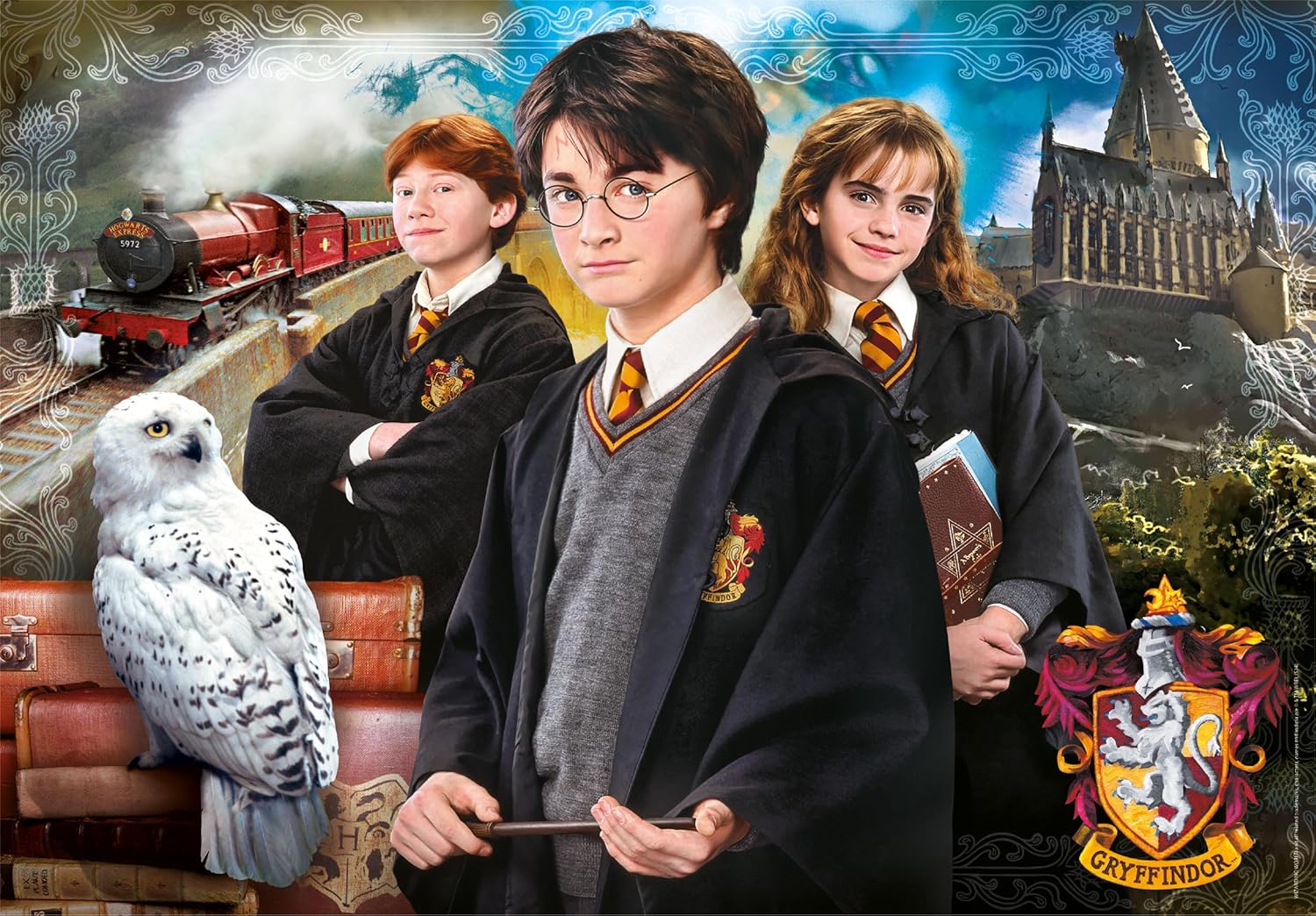 Clementoni 39862 Harry Potter Jigsaw 1000 Pieces-Poster Included, Puzzle for Adults 14-99 Years, Gift for Men/Women, Hogwarts, Made in Italy, Multicolor