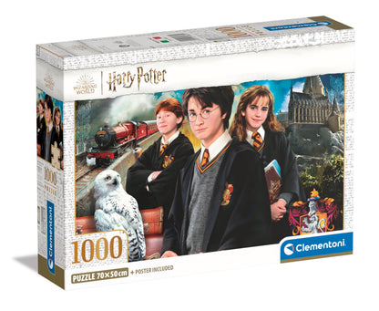 Clementoni 39862 Harry Potter Jigsaw 1000 Pieces-Poster Included, Puzzle for Adults 14-99 Years, Gift for Men/Women, Hogwarts, Made in Italy, Multicolor