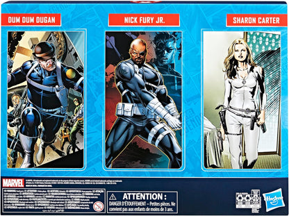 Marvel Legends Series S.H.I.E.L.D. Nick Fury Jr., Sharon Carter, and Dum Dum Dugan Action Figures