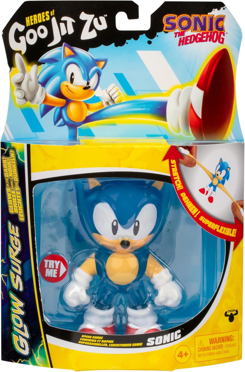 Heroes of Goo Jit Zu Sonic the Hedgehog, Speed Surge Sonic, Powered Up With Glow Surge Giving Him Glow-in-the-Dark Powers