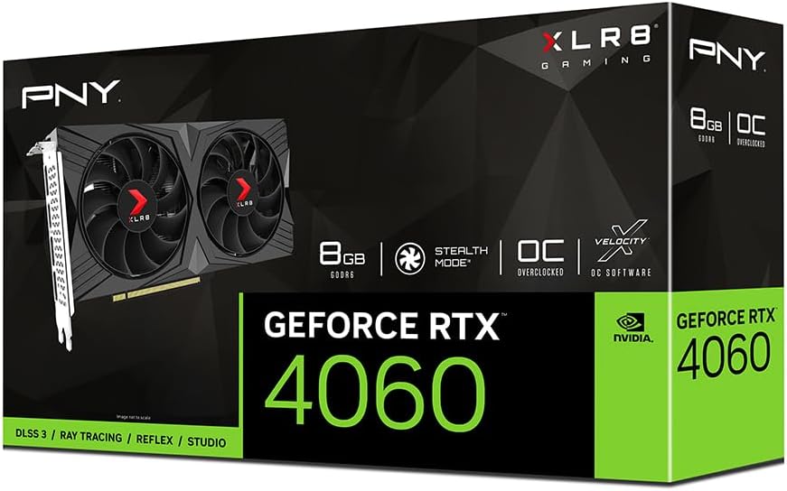 PNY GeForce RTX™ 4060 8GB XLR8 Gaming Verto Dual Fan OC Graphics Card DLSS 3