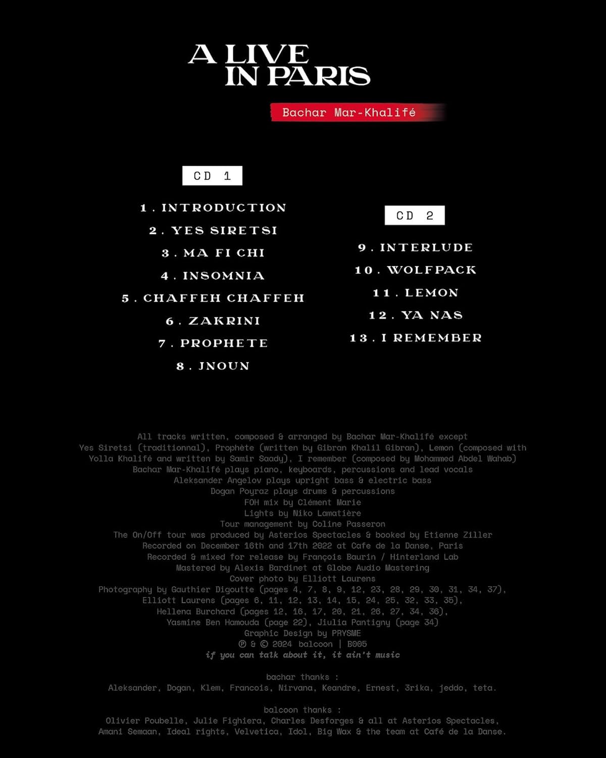 Bachar Mar Khalife - A Live In Paris (2 Cd)