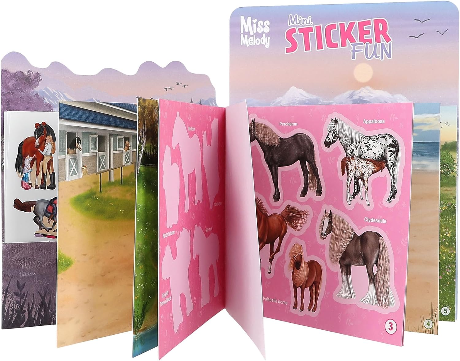Depesche Miss Melody 12465 Fun Mini Sticker Book with 12 Personalised Background Pages and 7 Sticker Sheets, Multi-Colour