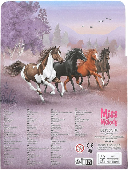 Depesche Miss Melody 12465 Fun Mini Sticker Book with 12 Personalised Background Pages and 7 Sticker Sheets, Multi-Colour