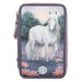 Depesche 12947 Miss Melody 3 Compartments Filled in Purple, with LED, Water Lilies and Horse Patterns, Pencil Case, Ruler, Scissors etc, 0012947