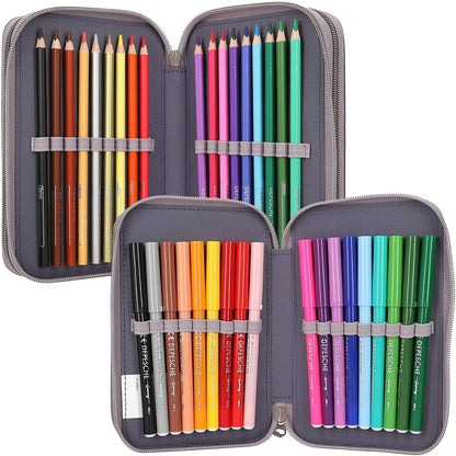 Depesche 12947 Miss Melody 3 Compartments Filled in Purple, with LED, Water Lilies and Horse Patterns, Pencil Case, Ruler, Scissors etc, 0012947