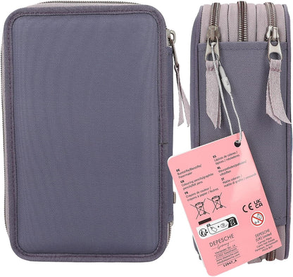 Depesche 12947 Miss Melody 3 Compartments Filled in Purple, with LED, Water Lilies and Horse Patterns, Pencil Case, Ruler, Scissors etc, 0012947