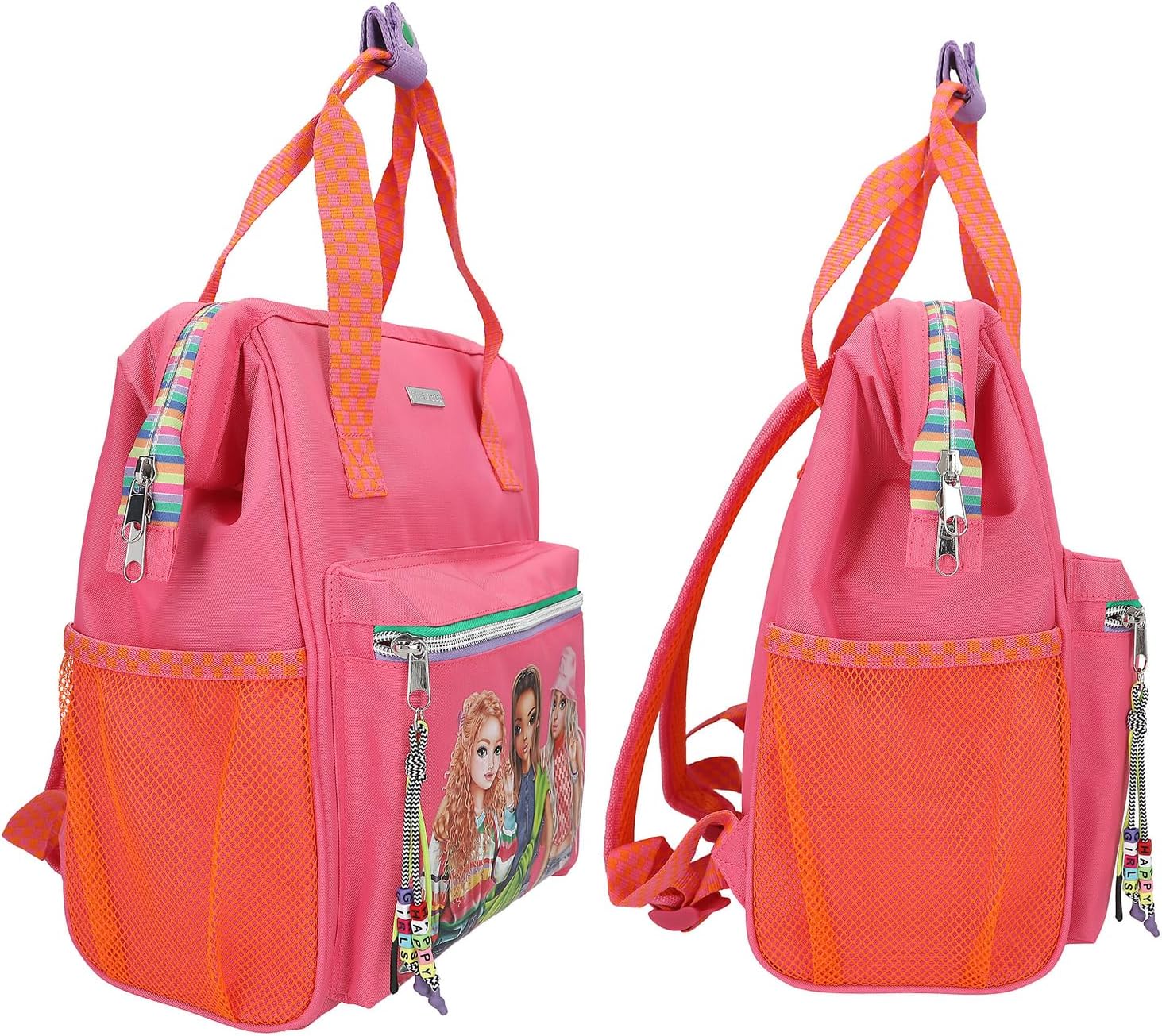 Depesche 12911 TOPModel Joy-Zaino in Rosa e Arancione, con Motivo della Modella e Dettagli Colorati, Borsa con Bretelle Regolabili, Multicolore