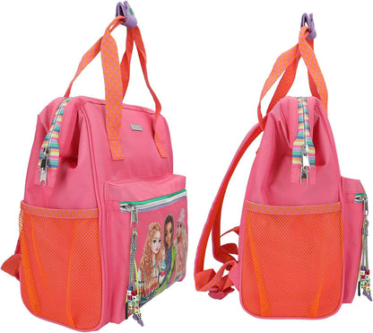 Depesche 12911 TOPModel Joy-Zaino in Rosa e Arancione, con Motivo della Modella e Dettagli Colorati, Borsa con Bretelle Regolabili, Multicolore