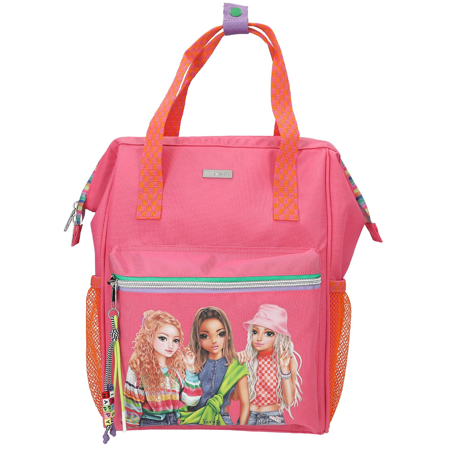 Depesche 12911 TOPModel Joy-Zaino in Rosa e Arancione, con Motivo della Modella e Dettagli Colorati, Borsa con Bretelle Regolabili, Multicolore